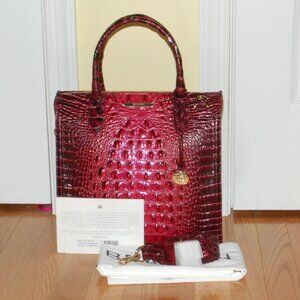 Brahmin Red Croc-Embossed Satchel